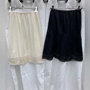Pair of Vintage Skirt Slips, Vanity Fair, Cream/Ivory and Black Size Large